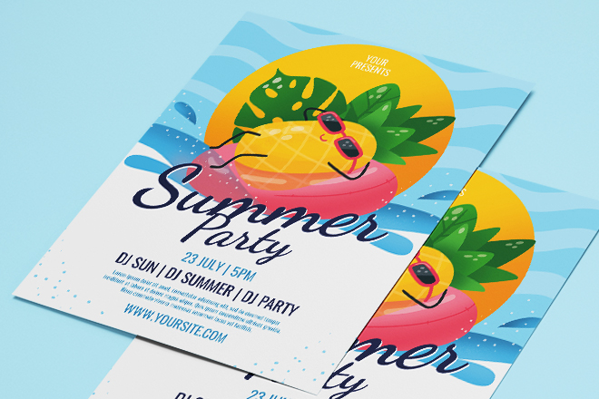 Free Summer Party Flyer Template in PSD + AI – Free PSD Templates