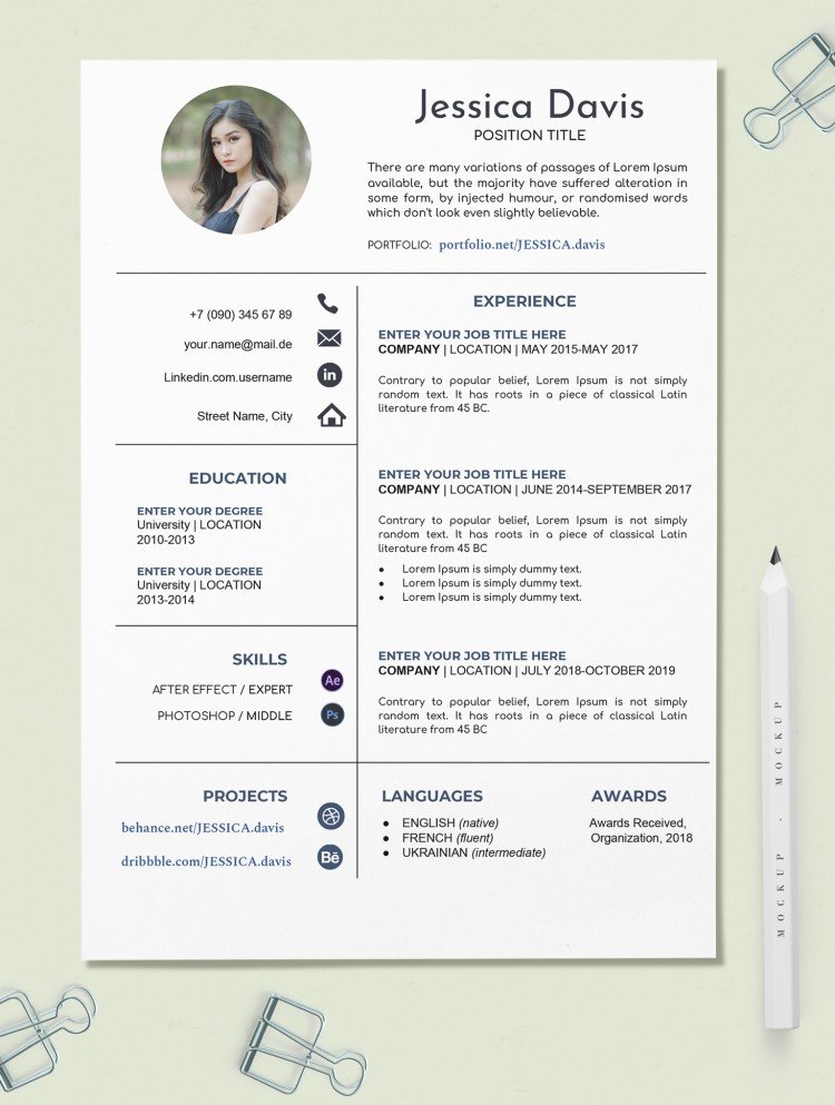 Templates Simple Modern Google Docs Resume Template Instant Download 