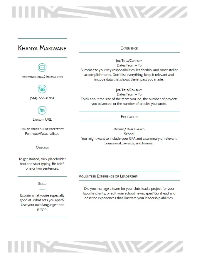 Google Docs Resume Template. Simple Resume Template Google Docs and CV  Design. 