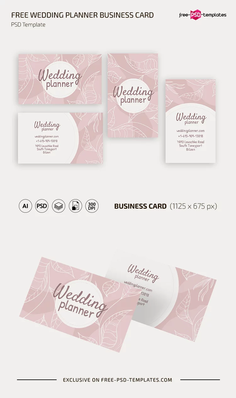 Free Wedding Planner Business Card PSD Template