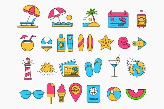 Free Vacation Icons Set (PSD, AI, EPS, PNG)