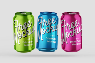 Free Drink Can Mockup Set Free Drink Can Mockup Set