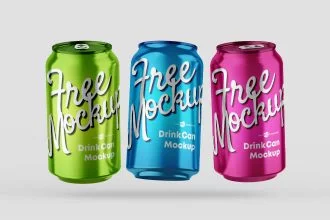 Free Drink Can Mockup Set