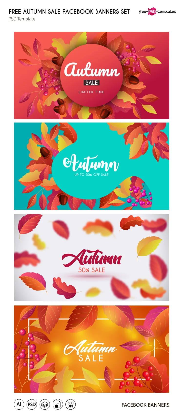 Free Autumn Sale Facebook Banners Set