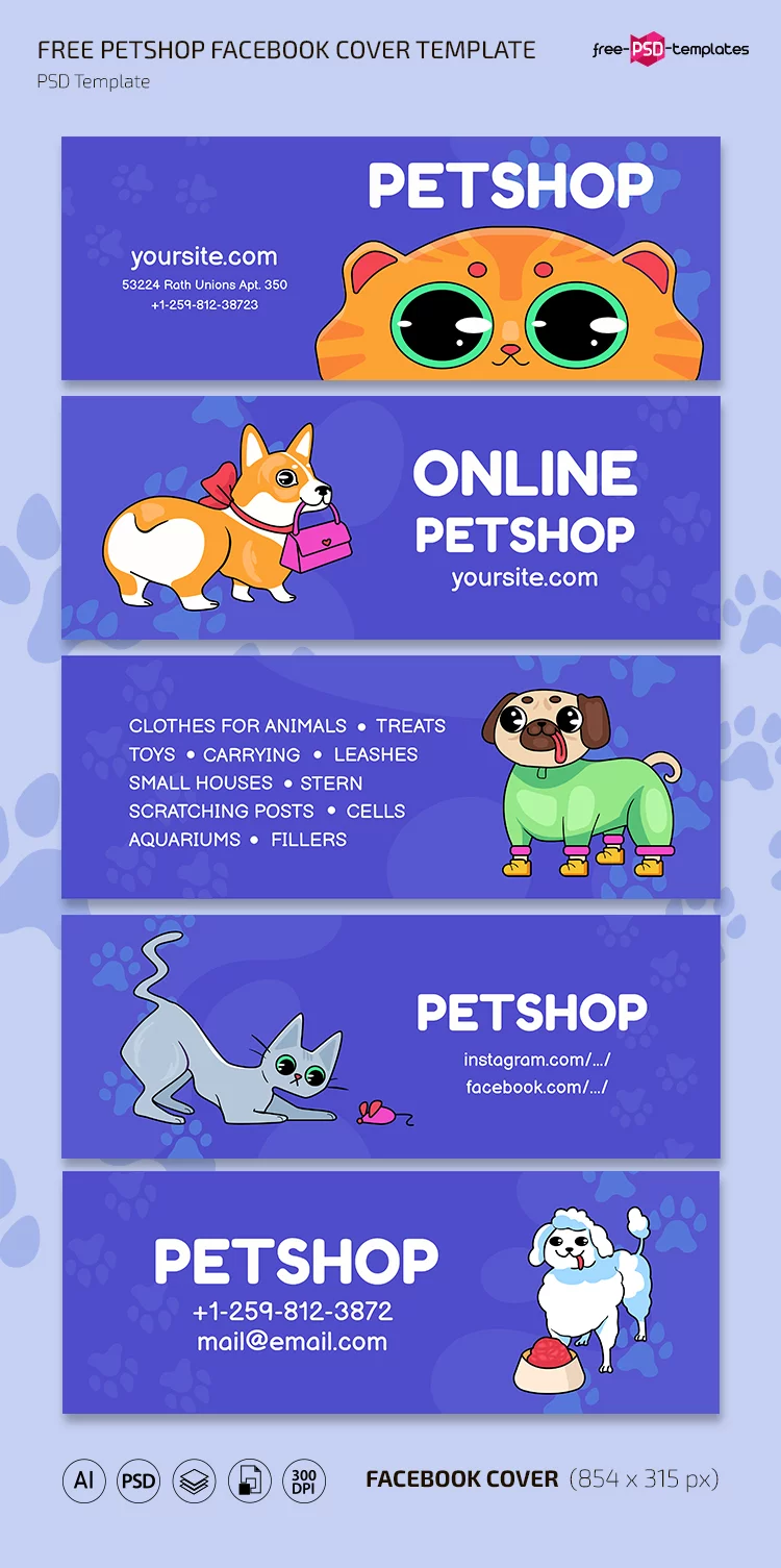 Free Petshop Facebook Cover Templates in PSD