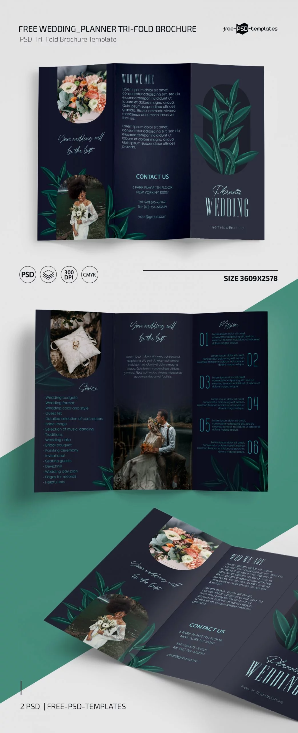 Free Wedding Planner Tri-Fold Brochure Template