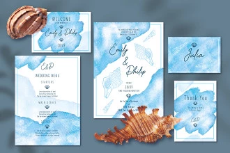 Free Wedding Invitation Ocean Design Templates