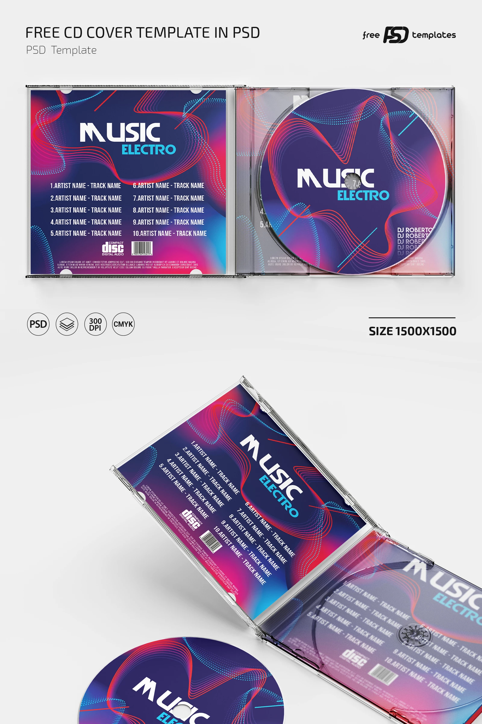 Free CD Cover Template in PSD