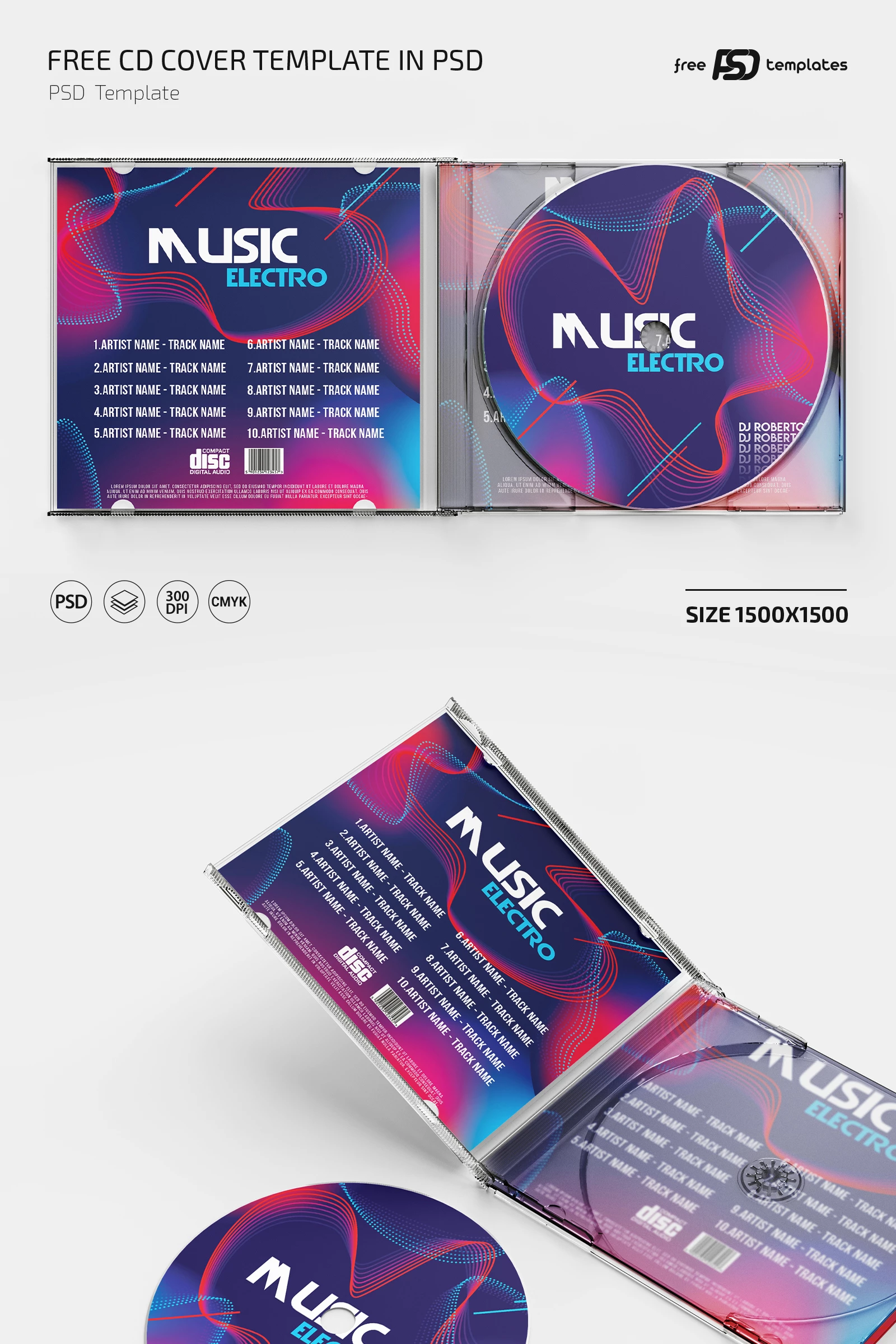 Free CD Disk & Album Cover Title Mockup PSD - Good Mockups