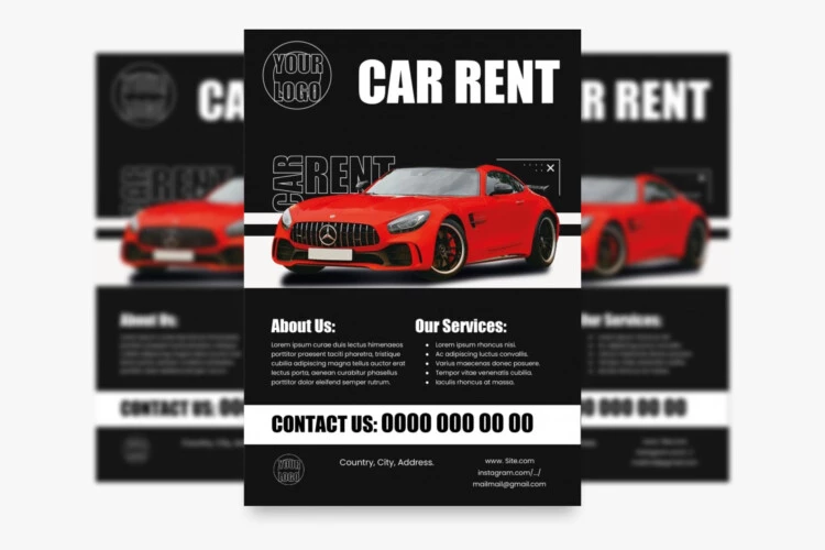 Car Rent Editable Free Flyer