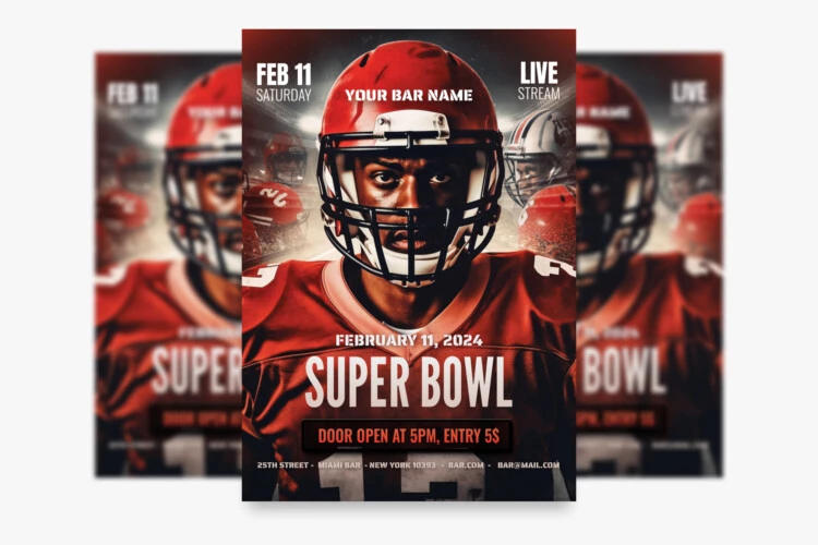 Super Bowl Editable Flyer Template