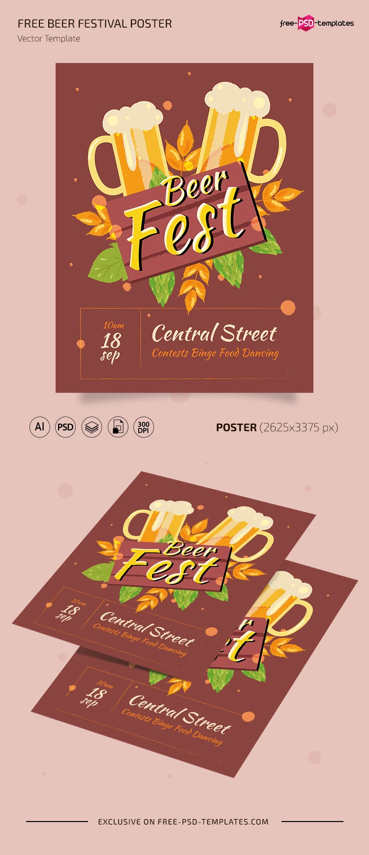 Free Beer Festival Poster PSD Template