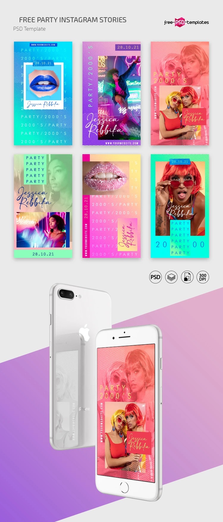 6 Free Party Instagram Stories PSD Templates