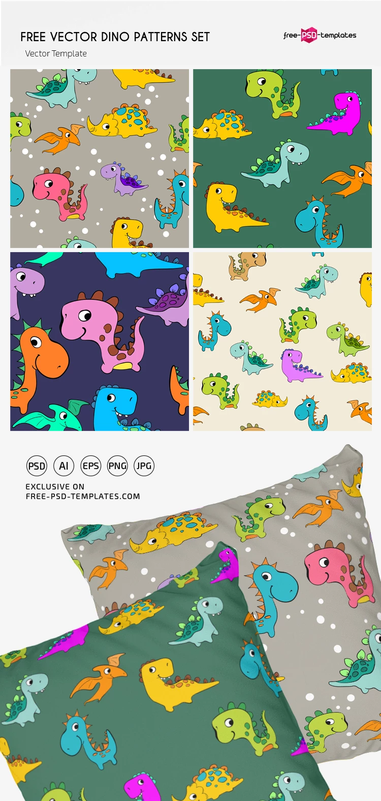 Free Vector Dino Patterns Set