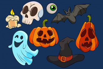 Halloween Sticker Set (PSD, AI, EPS, PNG)