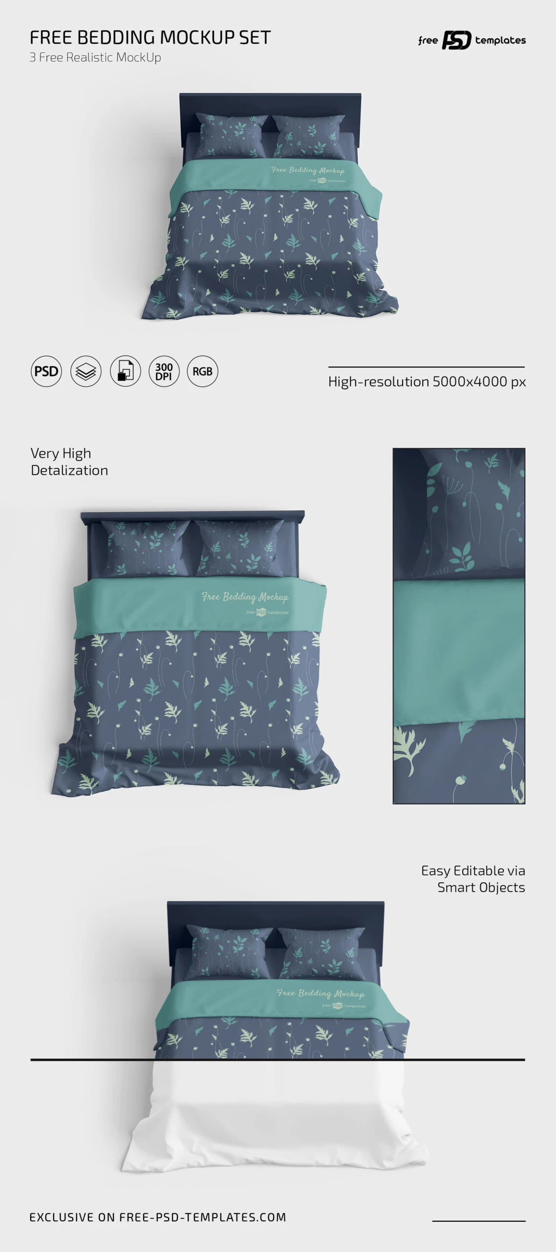 Free Bedding Mockup Set