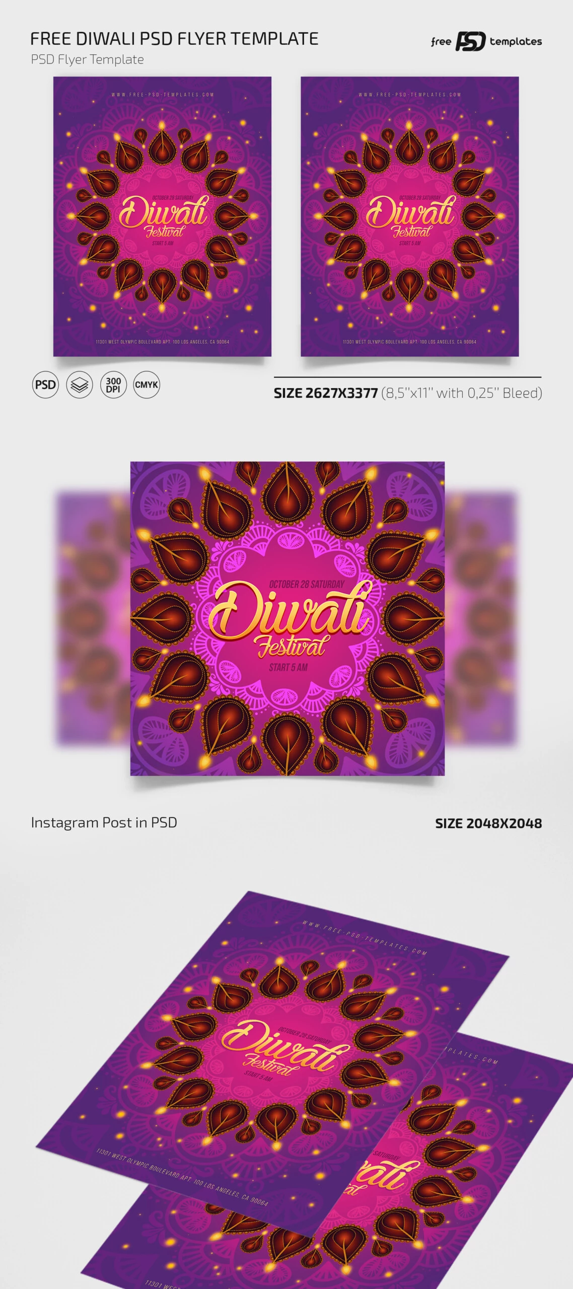 Free Diwali Festival Flyer PSD Template