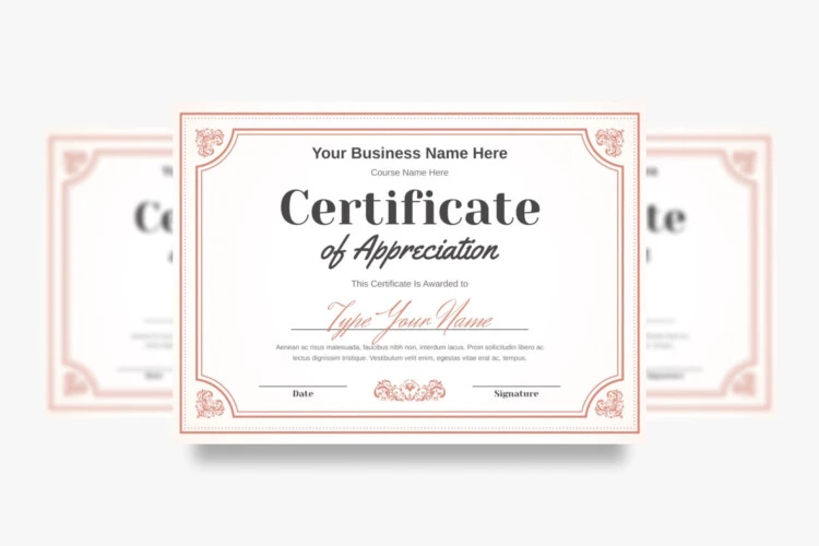 Certificate of Appreciation Editable Template