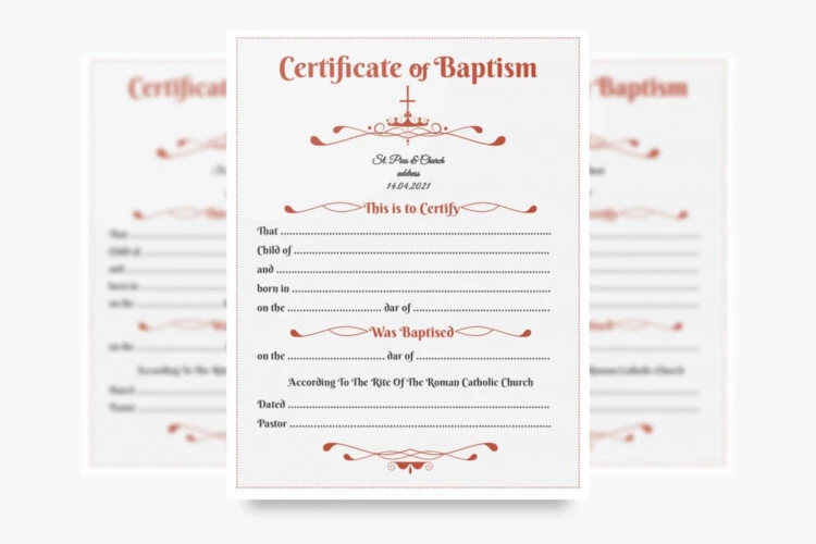 Certificate of Baptism Editable Template