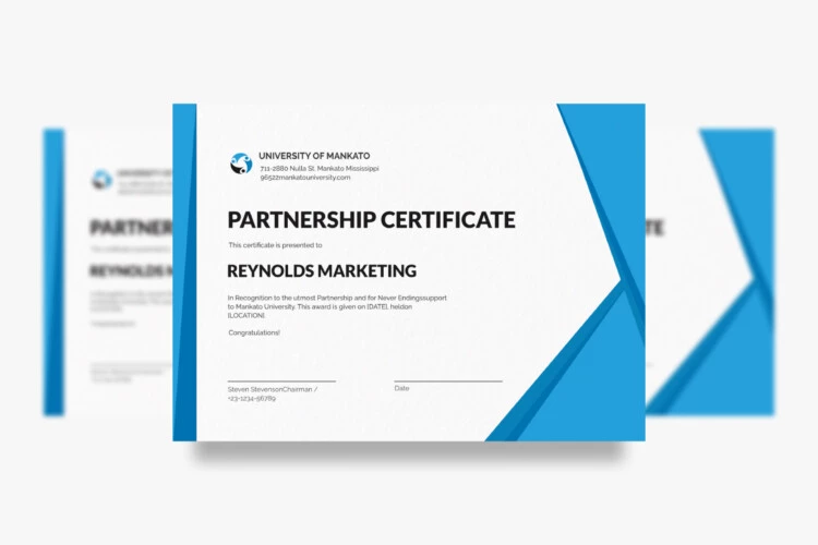 Free Minimalist Partnership Certificate