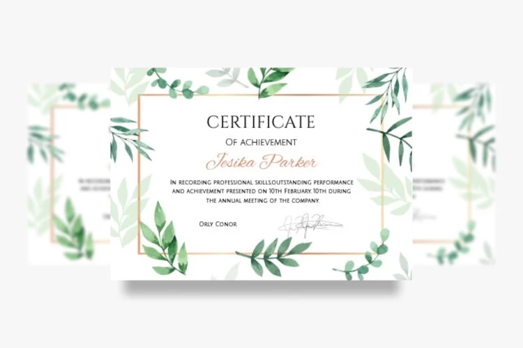 Free Green Leaves Achievement Certificate
