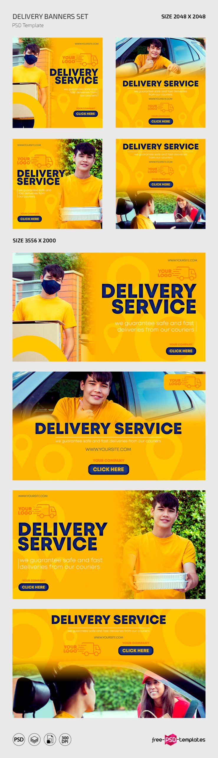 Free Delivery Banners Set in PSD