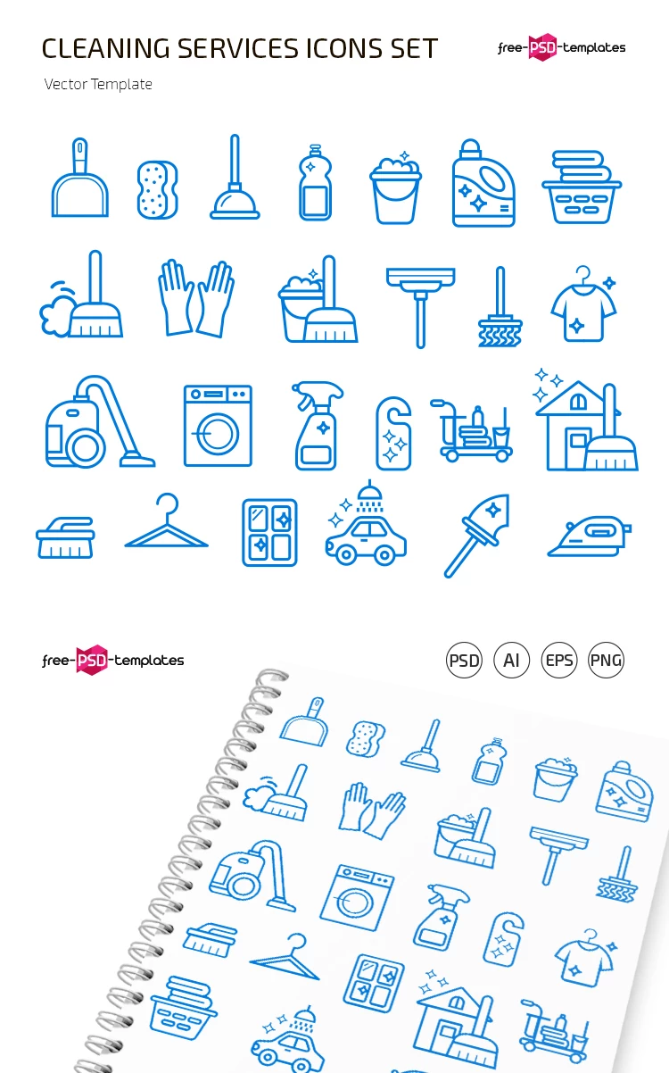 Free Cleaning Services Icons (PSD, AI, EPS, PNG)