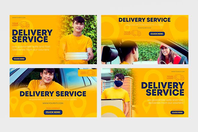 Free PSD  Delivery service banner. 3d illustration