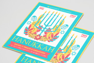 Free Hanukkah Flyer PSD Template