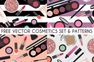 Free Vector Cosmetics Illustration and Pattern Set Free Vector Cosmetics Illustration and Pattern Set