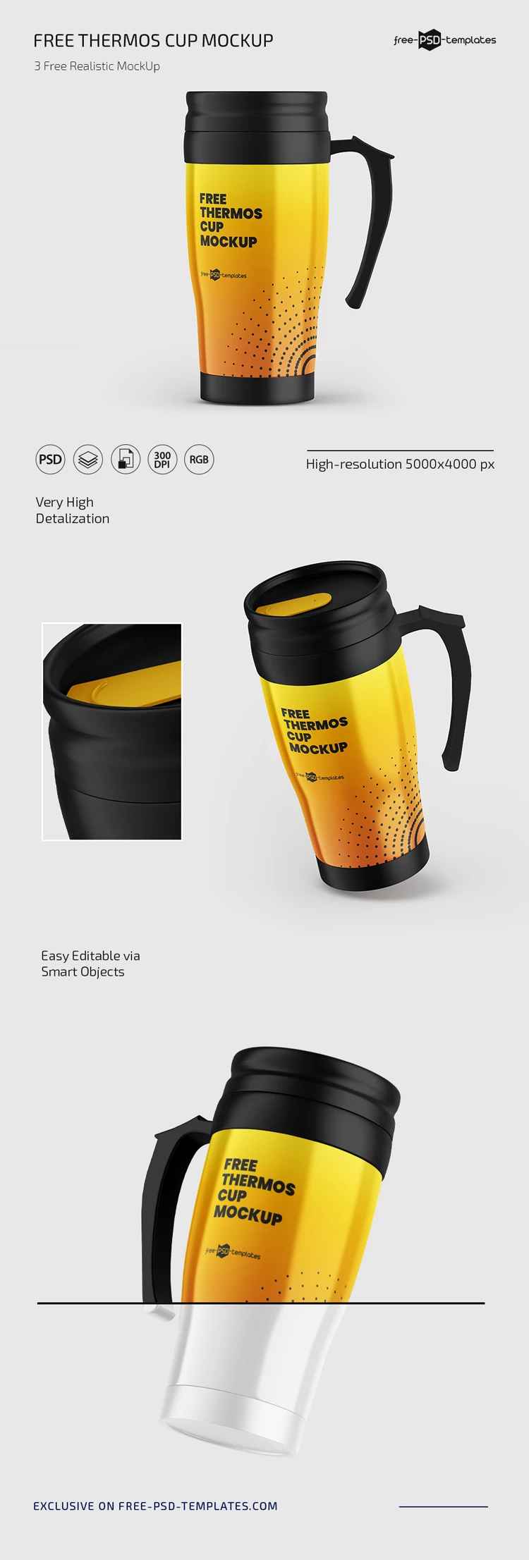 Premium PSD  Free psd mockup two colorful cups with different