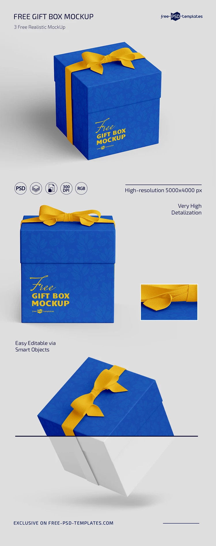 Free Gift Box Mockup Set