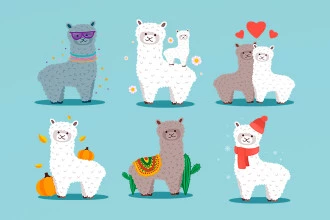 Free Alpaca Illustration Set in PSD