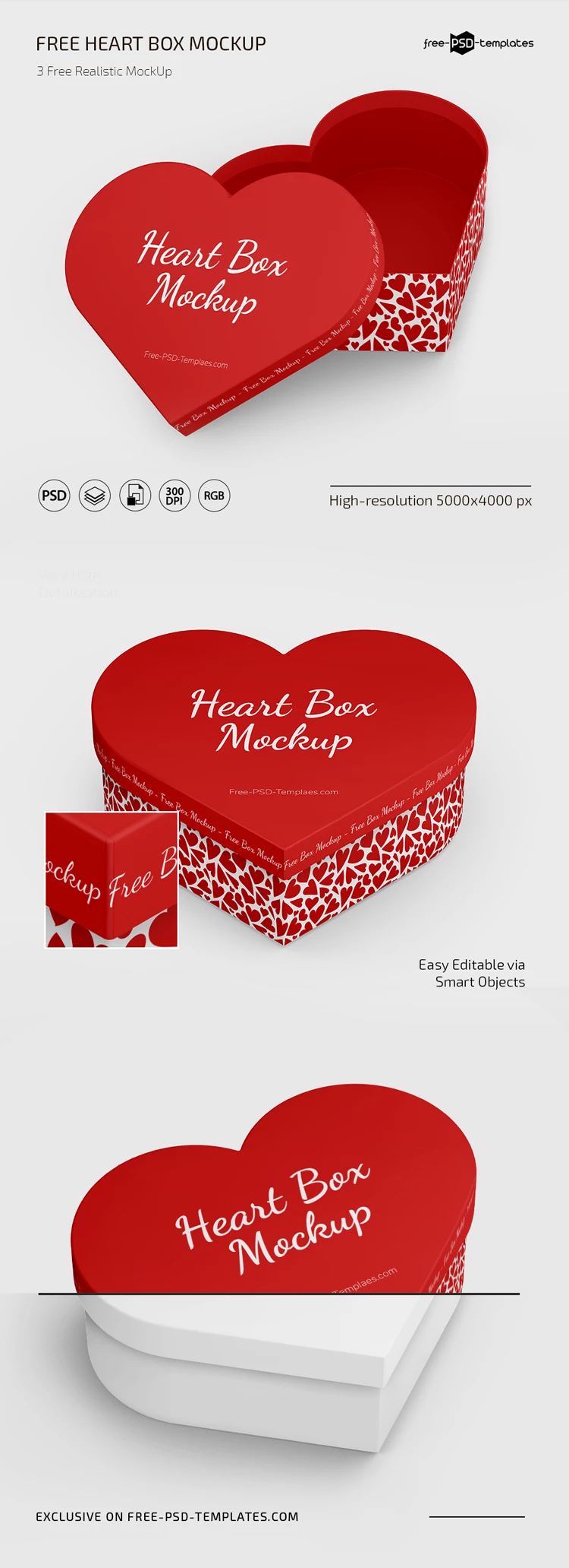 Free Heart Box Mockup