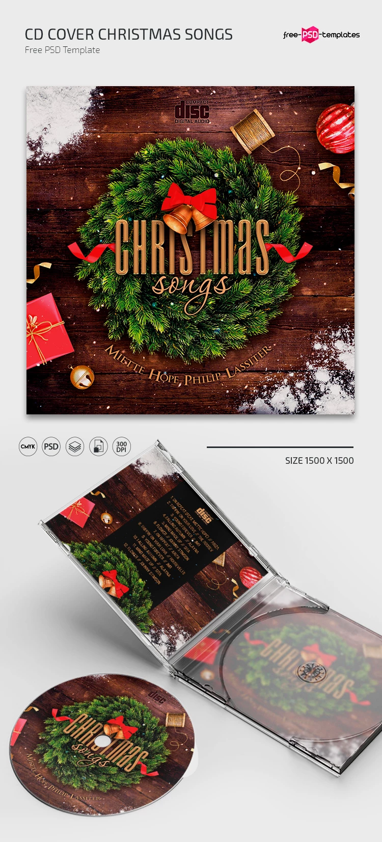 Free Christmas Songs CD Cover PSD Template