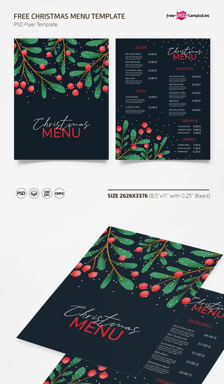 Free Christmas Menu Template