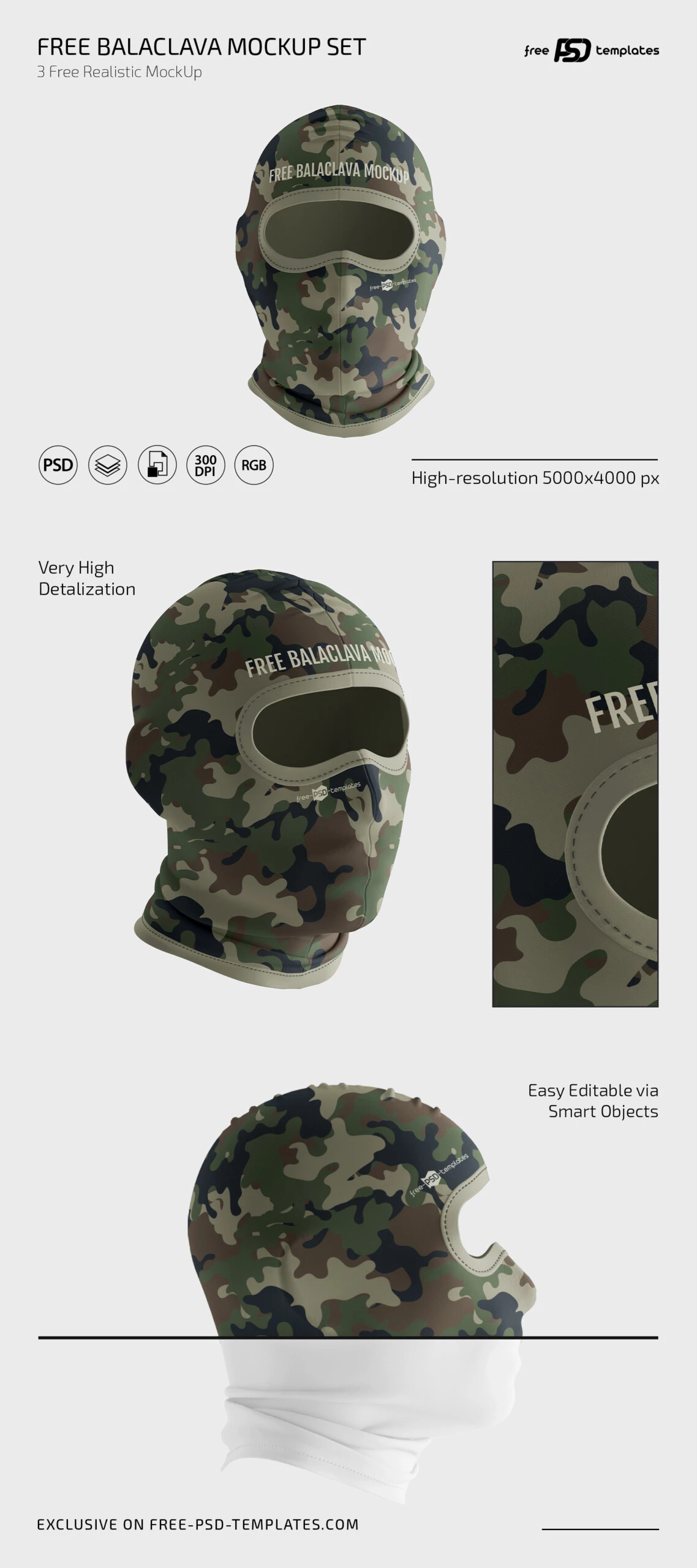 Free Balaclava Mockup Set