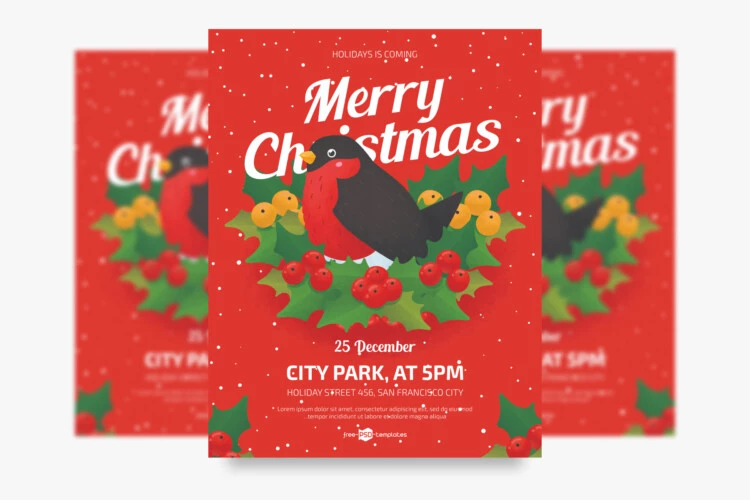 Cute Merry Christmas Free Flyer Template