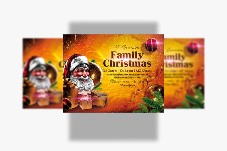 Family Christmas Free Flyer PSD Template