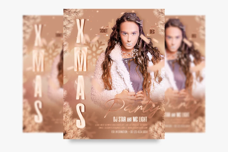 Free Beige Xmas Party Flyer Template