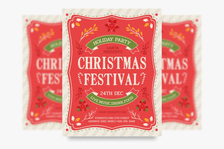 Free Christmas Festival Flyer Template in PSD & Vector