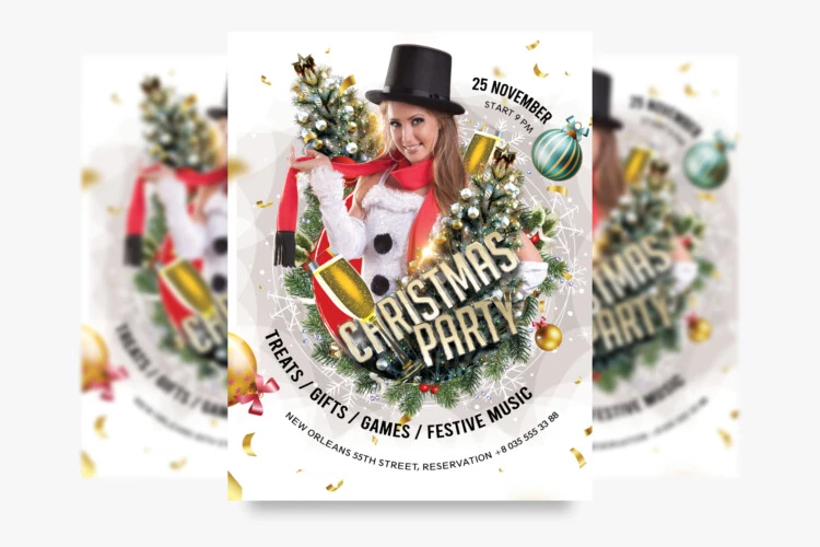 Free Snowman Christmas Party Flyer Template