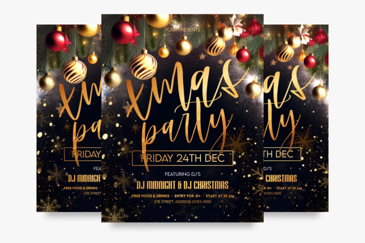 Free Stylish Christmas Party Flyer Template
