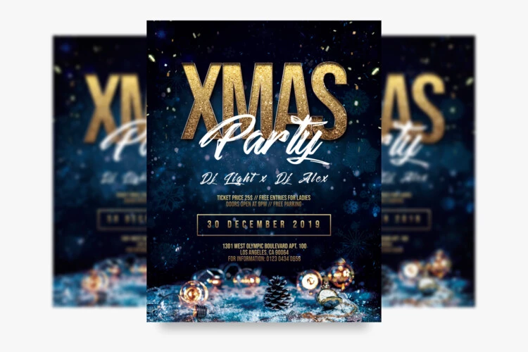Free Xmas Party Flyer Template in PSD