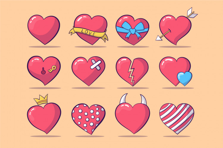 12 Thematic Hearts On The Theme Of Love And Romance