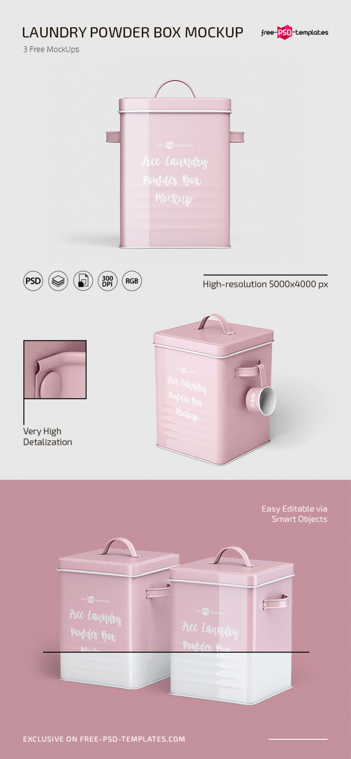 Free Laundry Powder Box Mockup Free PSD Templates