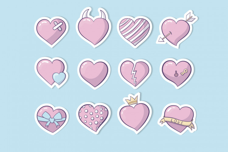 Сollection Of 12 Pink Hearts