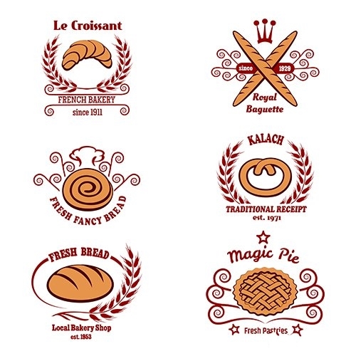 Bakery Bread Logo Set Vector