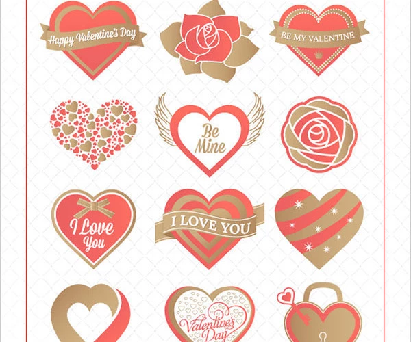 Free Valentine’s Day Hearts & Rose Vector Icons