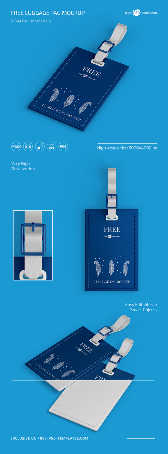Free Luggage Tag Mockup – Free PSD Templates